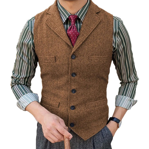 Men's Herringbone Wool Blend Suit Vest Koala Sydney 