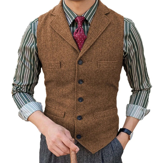 Men's Herringbone Wool Blend Suit Vest Koala Sydney 