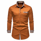 Men's Formal Slim Fit Long Sleeve Button-Up Shirt with Pocket