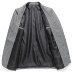 Men's Wool Blazer Herringbone Pattern Casual Business Suit Jacket