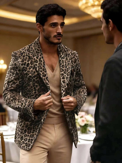 Men's Luxury Leopard Print Blazer Slim Fit Single-Breasted Koala Sydney 