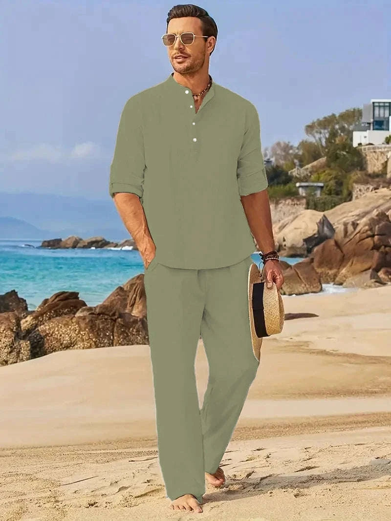 Men's White Linen 2-Piece Summer Outfit Koala Sydney 
