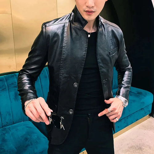 Mens Blazer Jacket Men's Jackets Winter and Autumn Leather Jackets New Arrived New Korean Style Slim Trend Pu Leather Jackets Koala Sydney 
