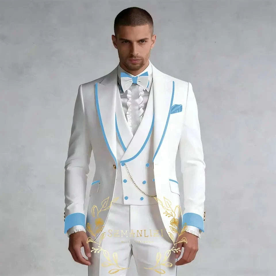 Luxury White 3-Piece Men's Wedding Suit (Jacket + Vest + Pants) Koala Sydney 