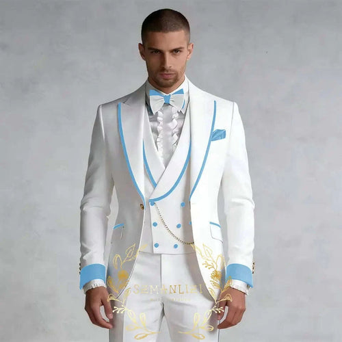 Luxury White 3-Piece Men's Wedding Suit (Jacket + Vest + Pants) Koala Sydney 