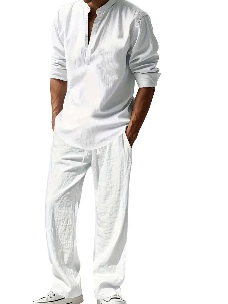 Men's White Linen 2-Piece Summer Outfit Koala Sydney 