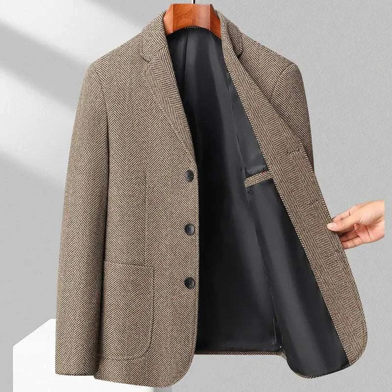 Men's Wool Blazer Herringbone Pattern Casual Business Suit Jacket Koala Sydney 
