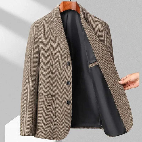Men's Wool Blazer Herringbone Pattern Casual Business Suit Jacket Koala Sydney 
