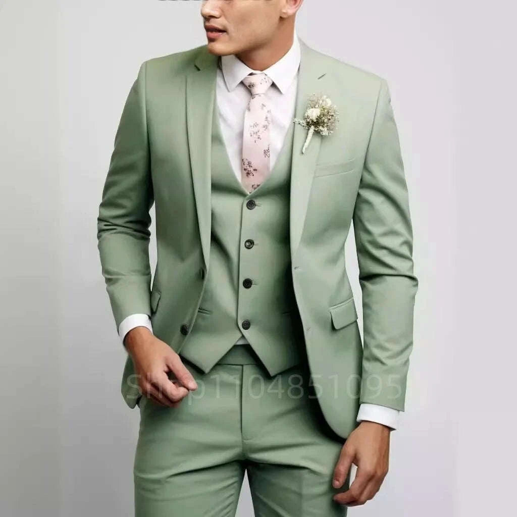 Refined Matcha Green 3-Piece Slim Fit Suit for Men Koala Sydney 