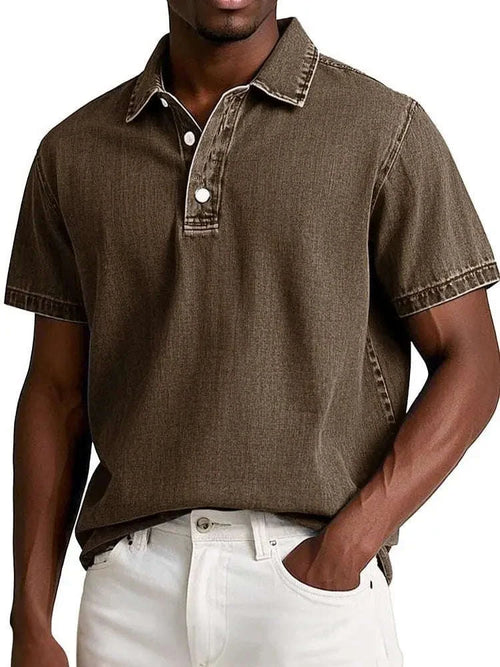 Vintage Men's Solid Polo Shirt Short Sleeve Casual Summer Retro Lapel T-Shirt Koala Sydney 