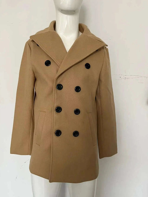 Men's Classic Double-Breasted Long Peacoat Male Jackets Koala Sydney 