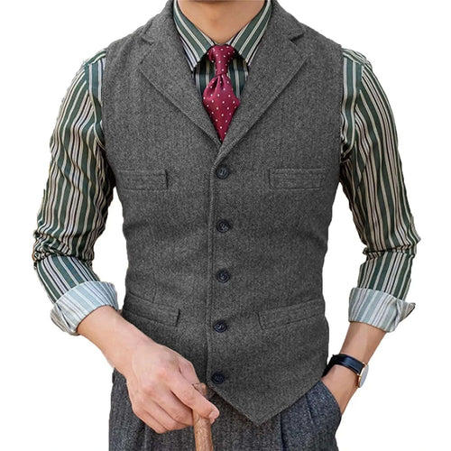 Men's Herringbone Wool Blend Suit Vest Koala Sydney 