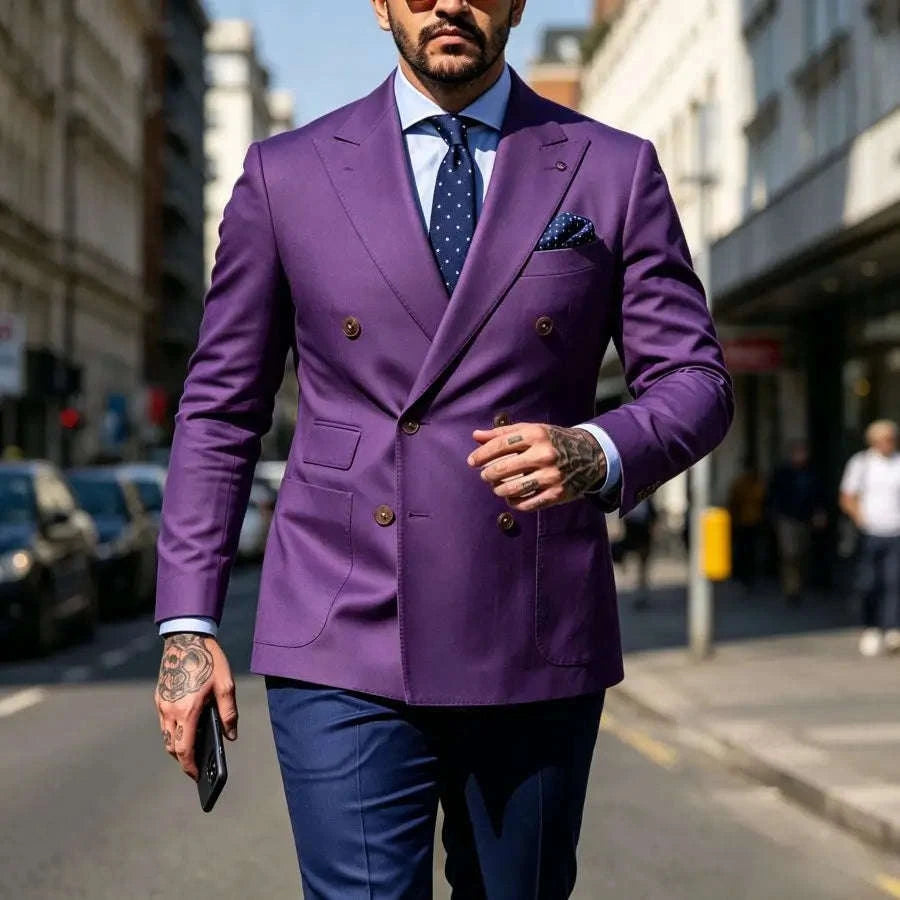 Men's Slim Fit Double Breasted 2-Piece Suit Set Koala Sydney 