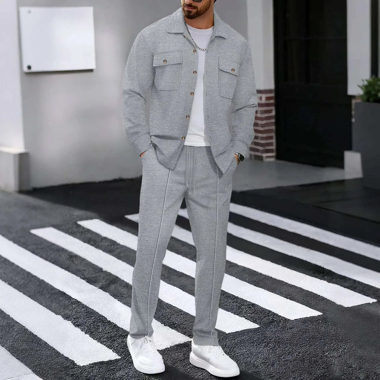 Men's Casual Two-Piece Waffle Texture Suit Koala Sydney 