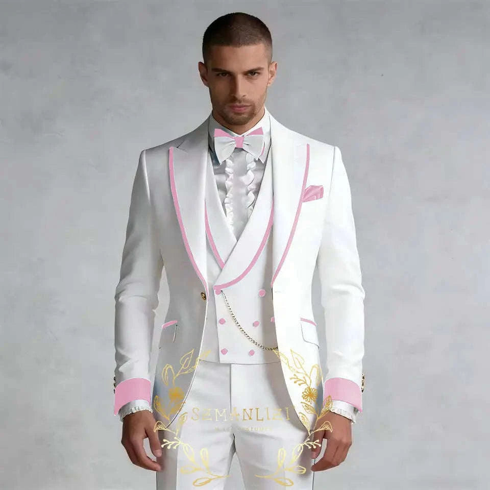 Luxury White 3-Piece Men's Wedding Suit (Jacket + Vest + Pants) Koala Sydney 
