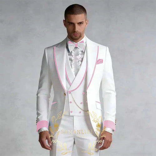Luxury White 3-Piece Men's Wedding Suit (Jacket + Vest + Pants) Koala Sydney 