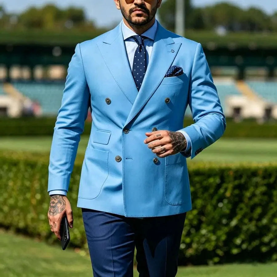 Men's Slim Fit Double Breasted 2-Piece Suit Set Koala Sydney 