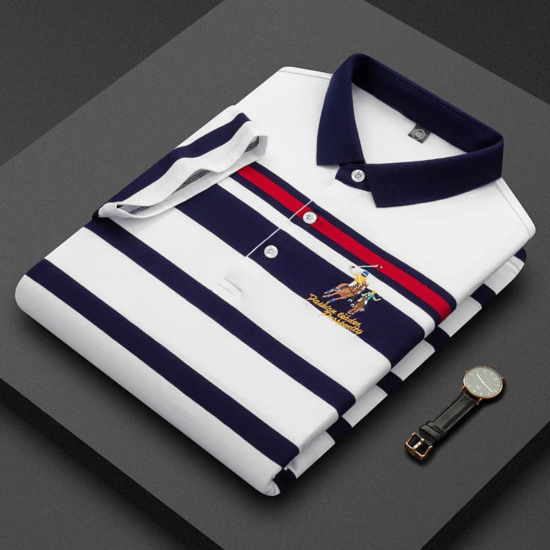 Summer Fashion Striped Polo Shirt Man Cotton Comfortable Business Casual