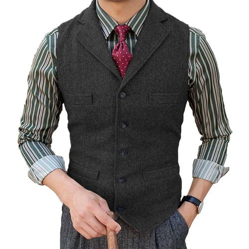Men's Herringbone Wool Blend Suit Vest Koala Sydney 