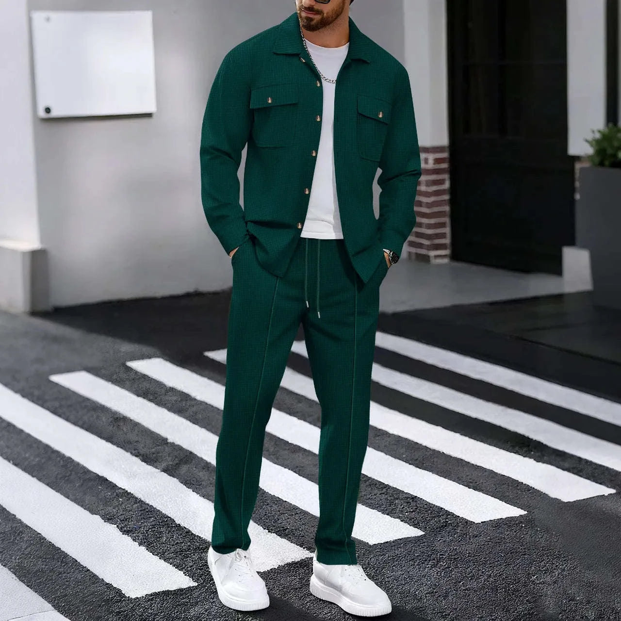 Men's Casual Two-Piece Waffle Texture Suit Koala Sydney 