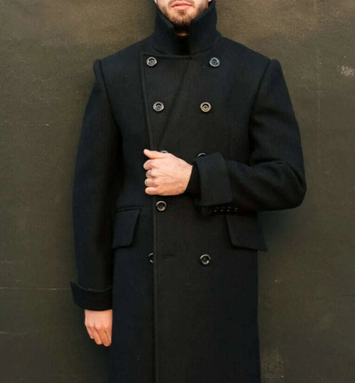 Men's Double-Breasted Wool Blend Long Coat – Tailor-Made Winter Business Overcoat Koala Sydney 