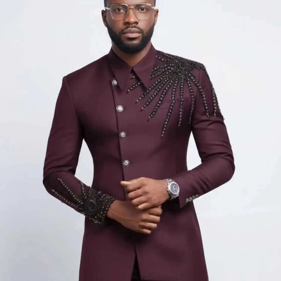 Elegant Men Suits 2 Pieces Jacket Pants Skinny Fashion Beaded Groom Wedding Tuxedos Casual Occasion Customized Koala Sydney 