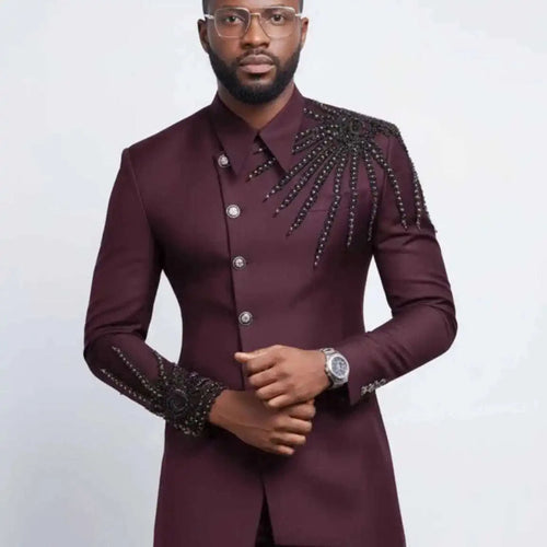Elegant Men Suits 2 Pieces Jacket Pants Skinny Fashion Beaded Groom Wedding Tuxedos Casual Occasion Customized Koala Sydney 