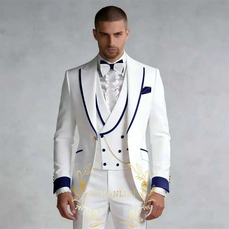 Luxury White 3-Piece Men's Wedding Suit (Jacket + Vest + Pants) Koala Sydney 