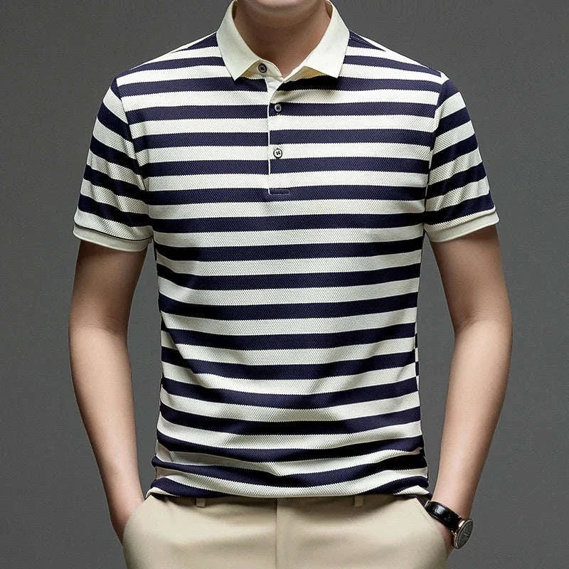 Men’s Classic Striped Polo Shirt Short Sleeve Casual Summer Top Koala Sydney 