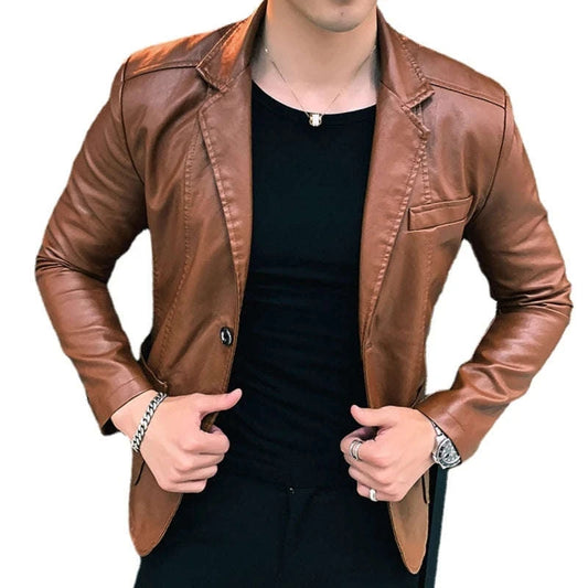 Mens Blazer Jacket Men's Jackets Winter and Autumn Leather Jackets New Arrived New Korean Style Slim Trend Pu Leather Jackets Koala Sydney 