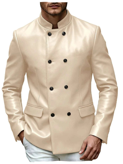 Men’s Stand Collar Faux Leather Double Breasted Blazer Koala Sydney 