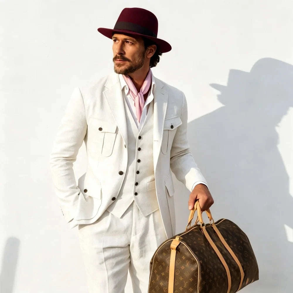 Beige Linen 3-Piece Men's Suit Koala Sydney 