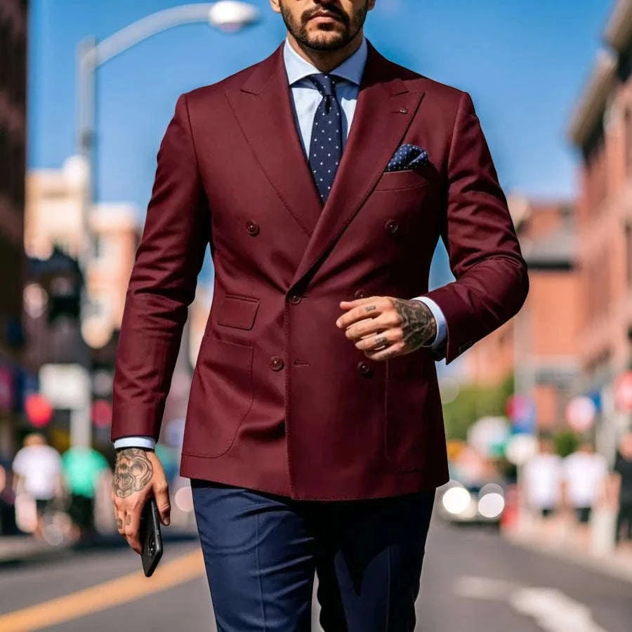 Men's Slim Fit Double Breasted 2-Piece Suit Set Koala Sydney 
