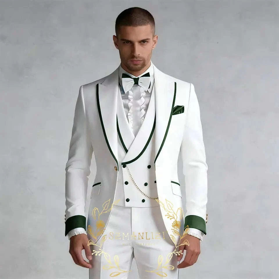 Luxury White 3-Piece Men's Wedding Suit (Jacket + Vest + Pants) Koala Sydney 