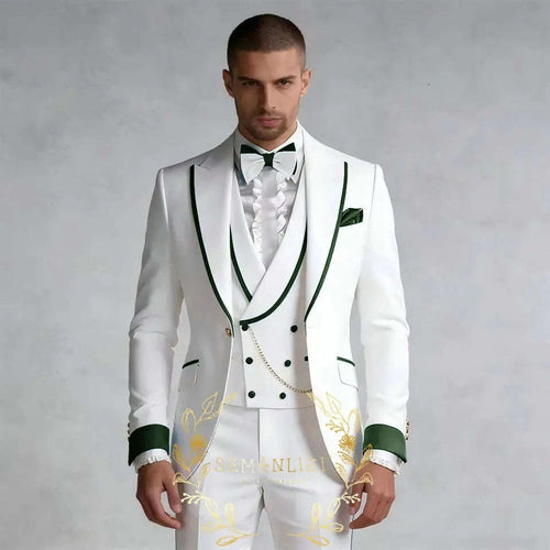 Luxury White 3-Piece Men's Wedding Suit (Jacket + Vest + Pants) Koala Sydney 