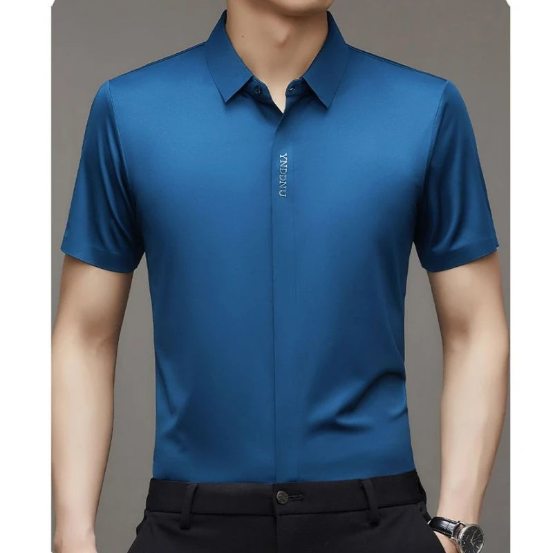 Luxury Mulberry Silk Men's Short-Sleeve Shirt