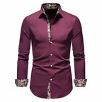 Men's Formal Slim Fit Long Sleeve Button-Up Shirt with Pocket
