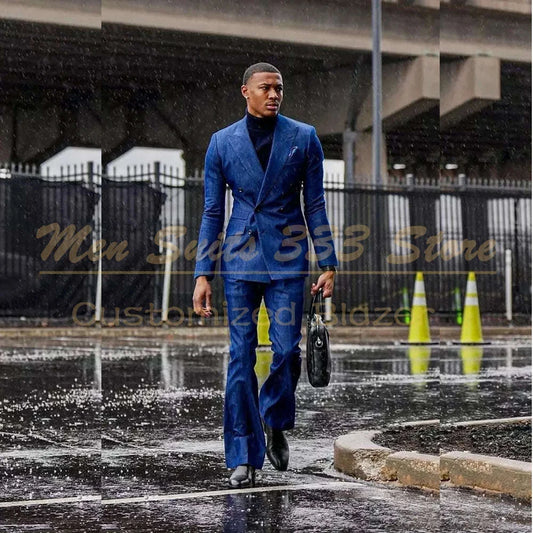 Customzied Men's Suits Fashion Double Breasted Skinny 2 Piece Jacket Pants Full Sets Elegant Wedding Groomsmen Blazer Outfits Koala Sydney 