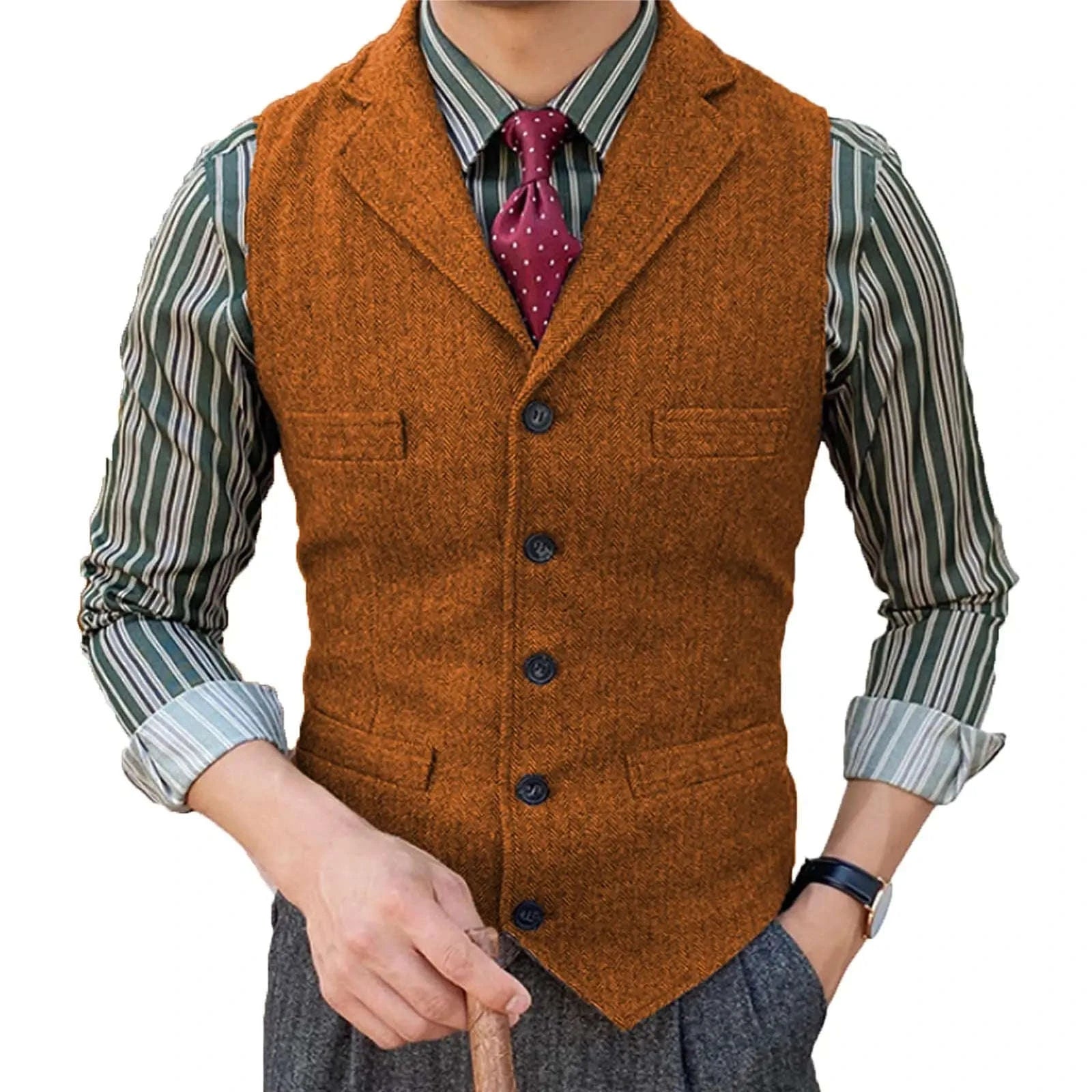 Men's Herringbone Wool Blend Suit Vest Koala Sydney 