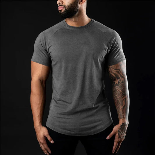 Men's Slim Fit Cotton Workout Tee for Fitness & Bodybuilding