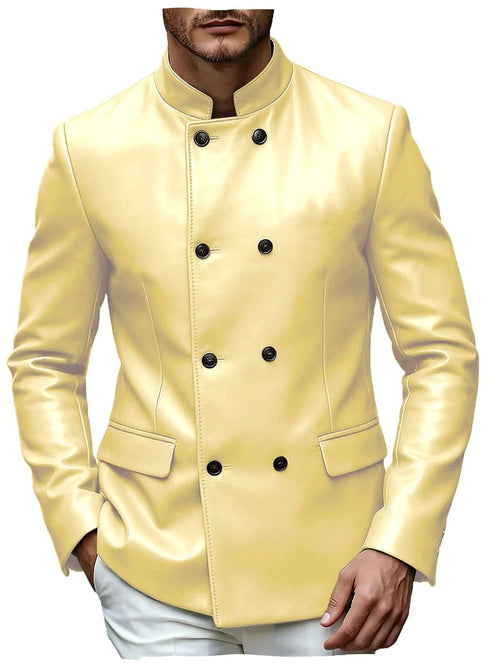 Men’s Stand Collar Faux Leather Double Breasted Blazer Koala Sydney 