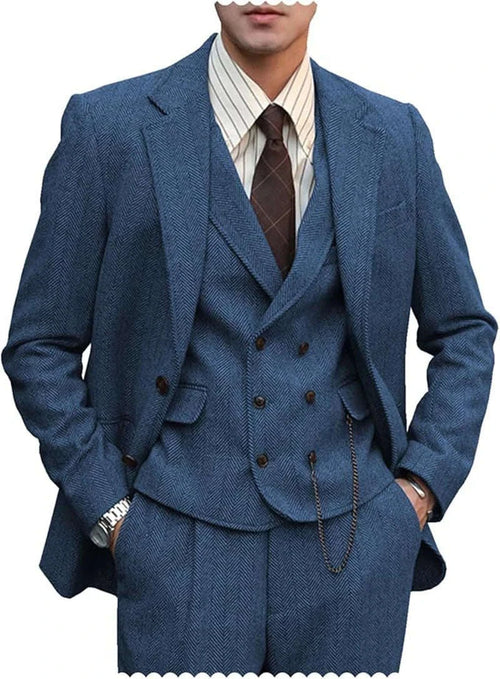 Men's Slim Fit 3-Piece Tweed Wool Blend Suit Koala Sydney 