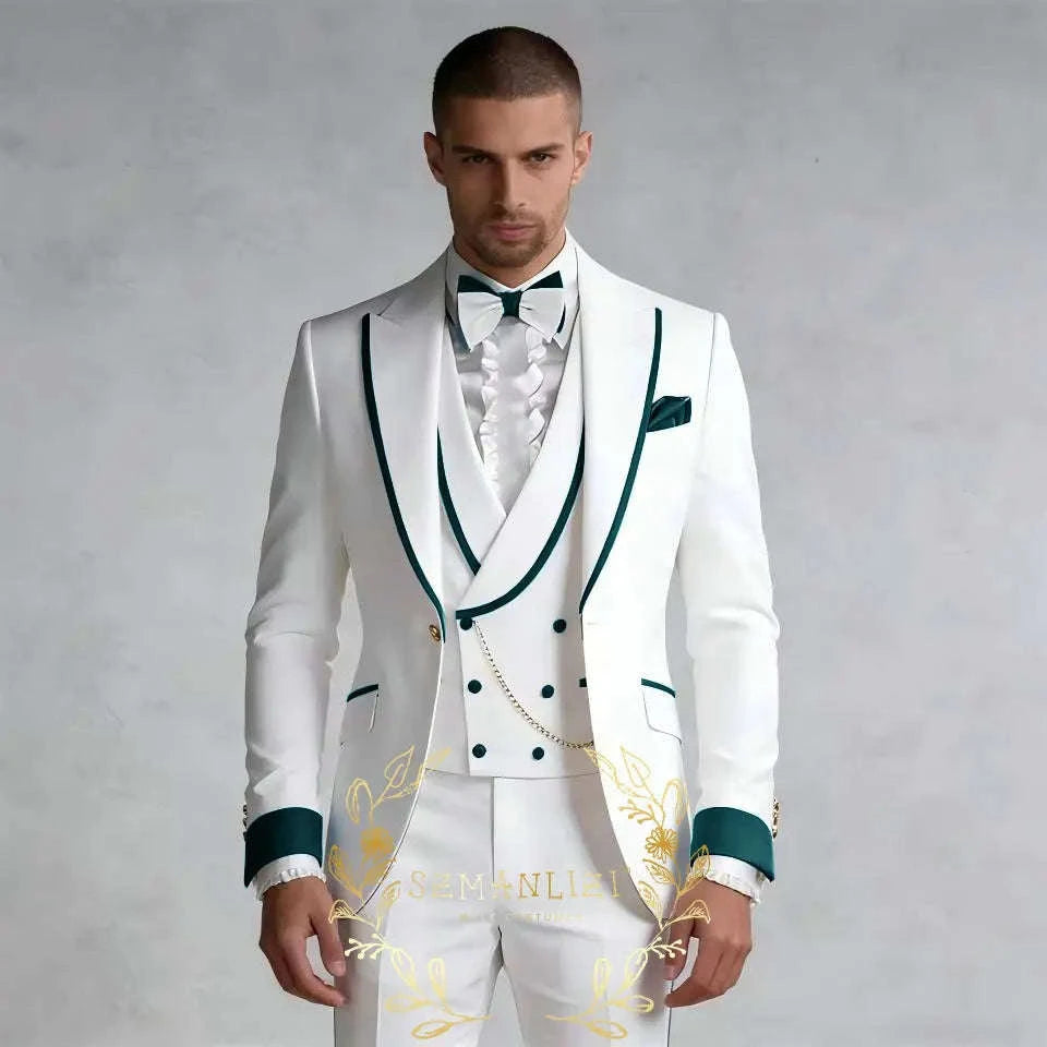 Luxury White 3-Piece Men's Wedding Suit (Jacket + Vest + Pants) Koala Sydney 