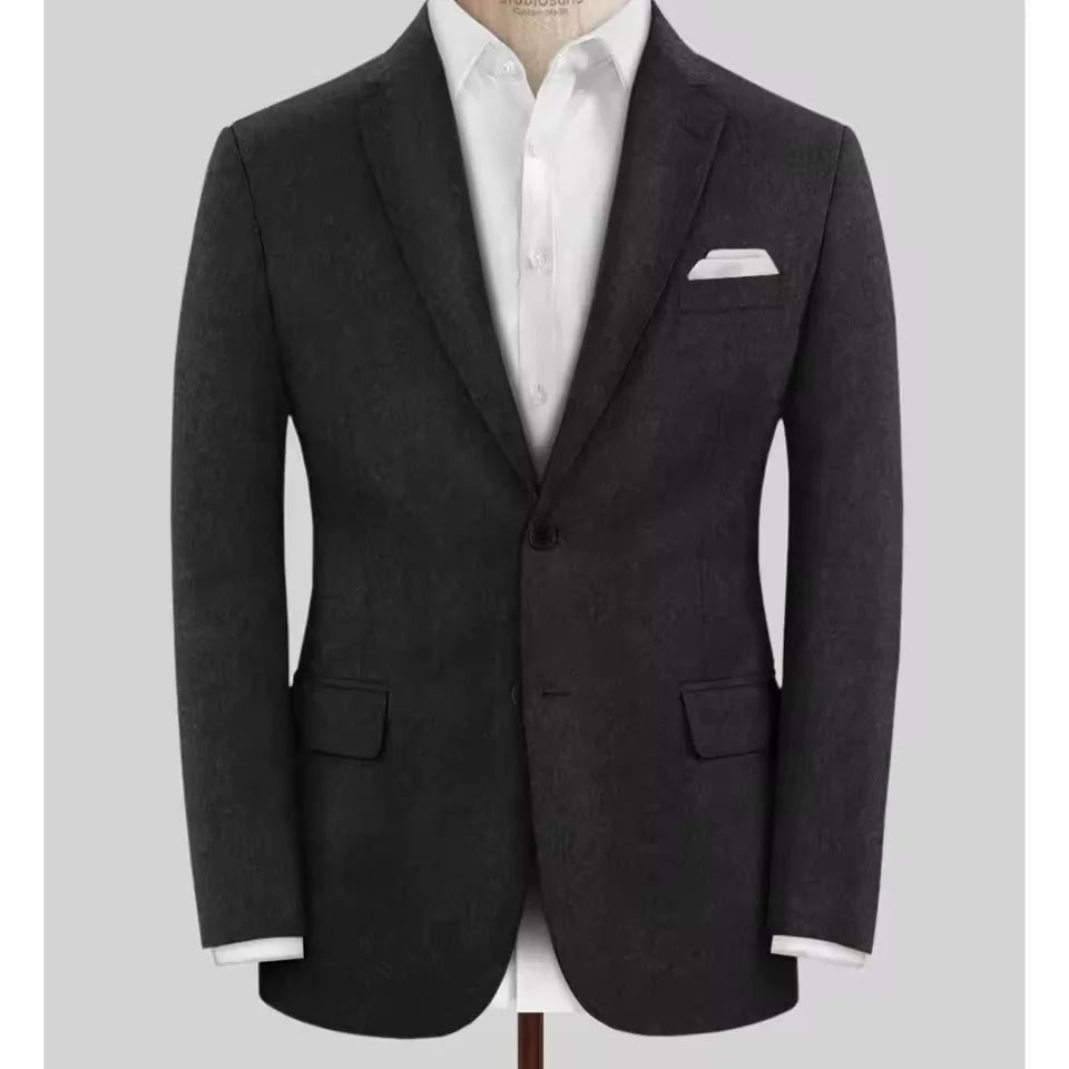 Men's Wool Blazer Single Breasted Slim Fit Suit Jacket