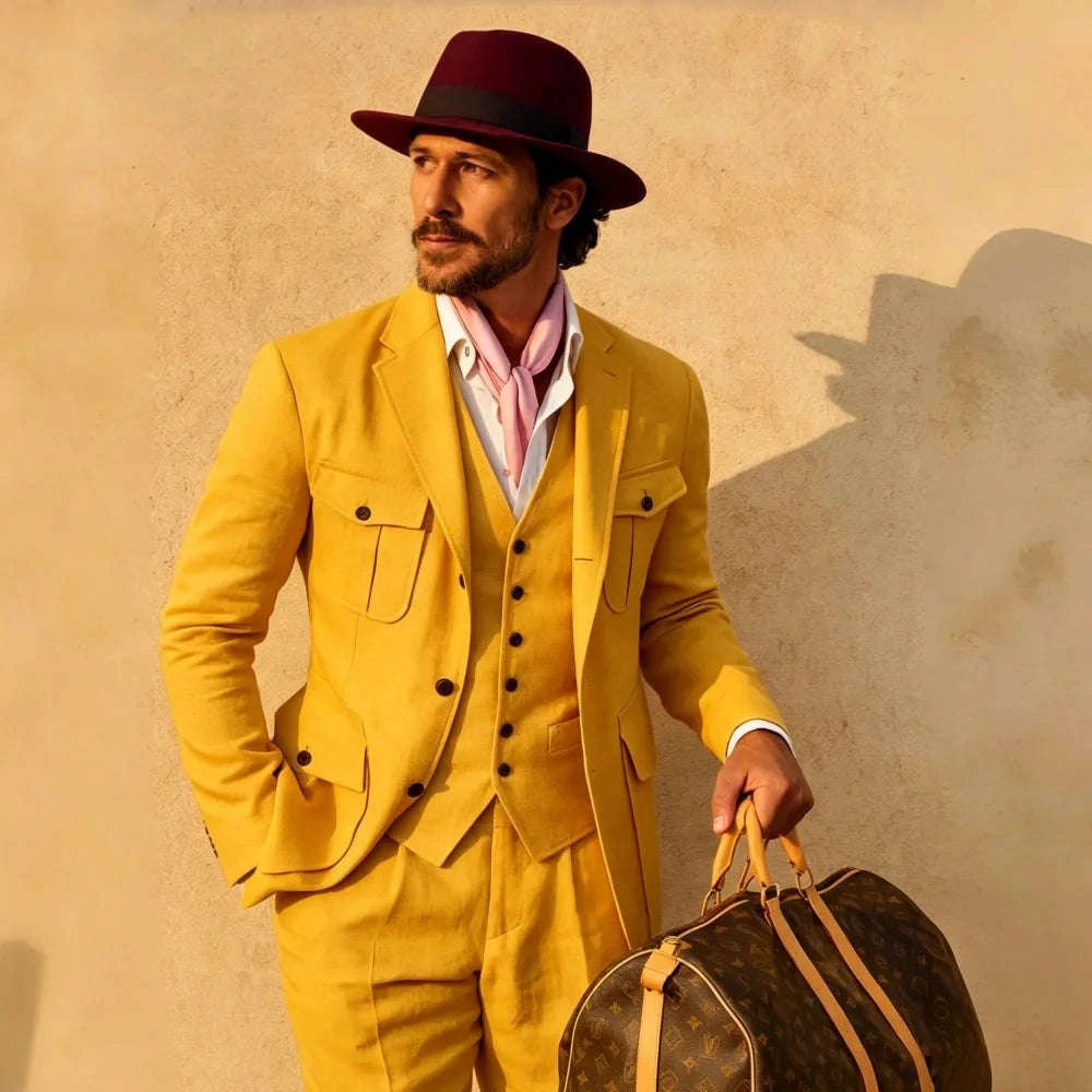 Beige Linen 3-Piece Men's Suit Koala Sydney 