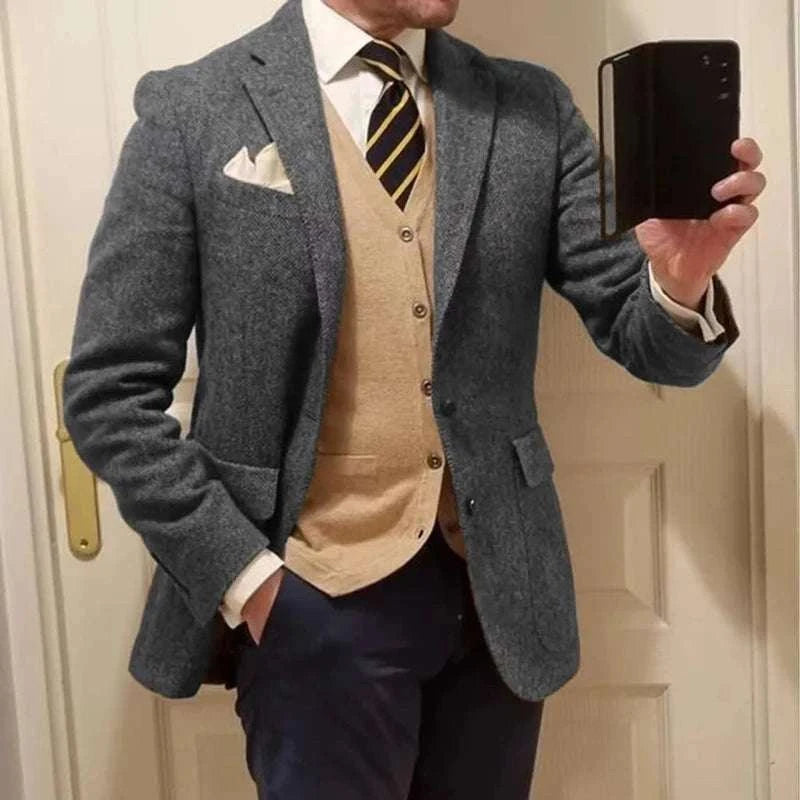 Men's Herringbone Single-Breasted Blazer Koala Sydney 