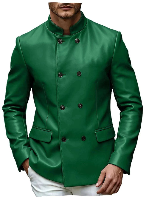 Men’s Stand Collar Faux Leather Double Breasted Blazer Koala Sydney 