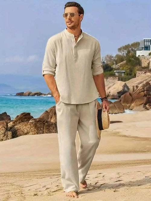 Men's White Linen 2-Piece Summer Outfit Koala Sydney 