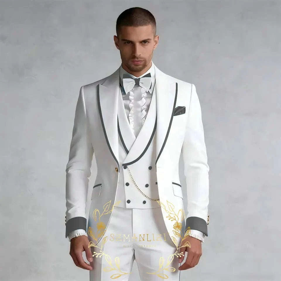 Luxury White 3-Piece Men's Wedding Suit (Jacket + Vest + Pants) Koala Sydney 