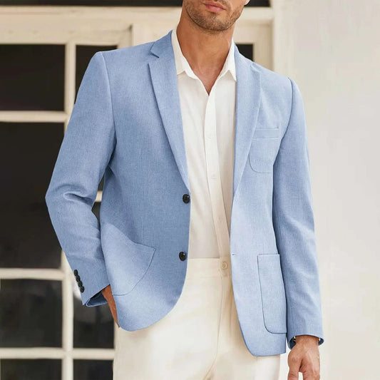 Men's Slim Fit Two-Button Blue Blazer